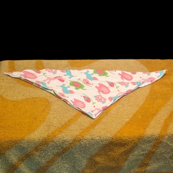 White, Pink, & Blue Colorful Elephant, Horse, Owl, & Bird Print Pet Bandana - Picture 3 of 9